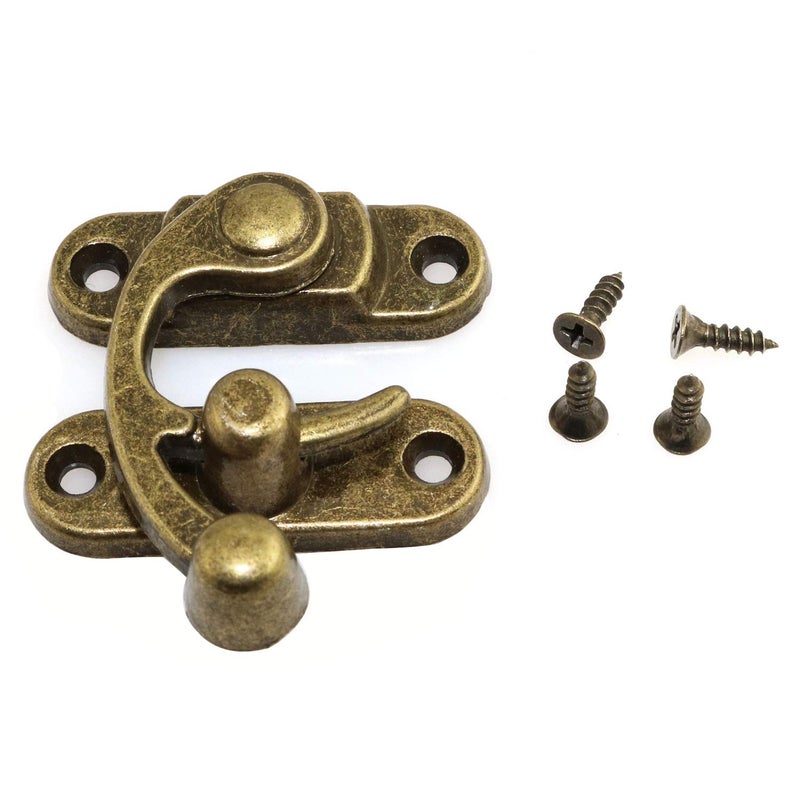 RuiLing 1 Pair Bronze Mini Swing Arm Clasp Latch Vintage Style Left Right Toggle Hasp Hook Metal Catch Curved Buckle for Suitcase Jewelry Box Toolbox 42x37mm - Image 2